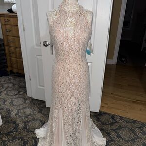 Elegant Lace Halter Gown